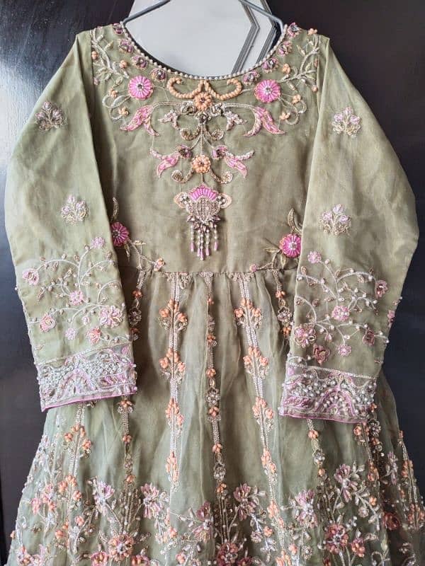 3 piece stitched maxi in pistachio green color 2