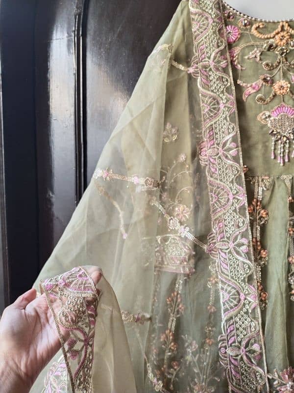 3 piece stitched maxi in pistachio green color 3