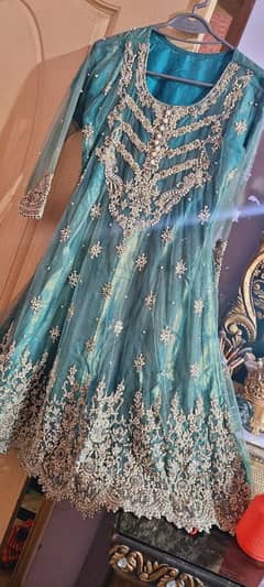 full heavy kora dbkaa embroidery party wear dress for sale.