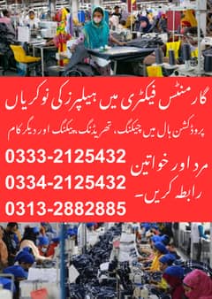 Helpers Garment Factory گارمنٹس فیکٹری کے ہیلپرز کی نوکریاں