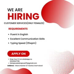 We Are Hiring Customer Services (Only Female)