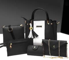 Stylish Women's Pure Leather Hand Bag Set-5 Pieces