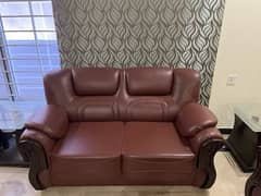 3 + 2 + 1 leather sofa set with three tables