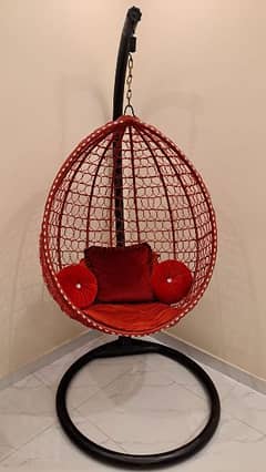 swing chair black red