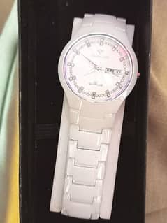 Diamond beautiful casual white watch pure stone for men's.