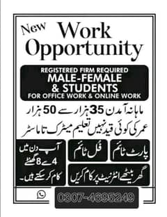 Job For Male and Female Student House Wife