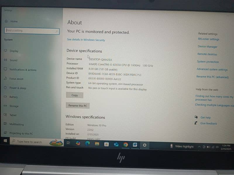 selling my Intel core i5-8265u 8th generation liptop 4