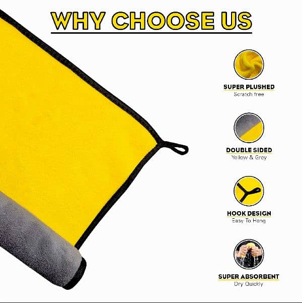 Microfiber Clothe Double Side Yellow And Gray Cloth 30×30, 600 GSM 4