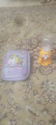 pencil case and water dispenser toy