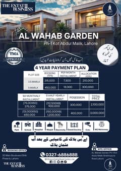 5 Marla Plots for Sale in Al Wahab Garden Lahore Kot Abdul Malik