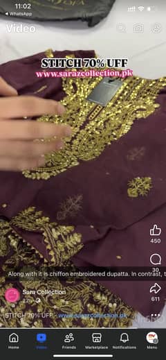 Stiched Asim jofa chiffon ma luxury collection reasonable price ma