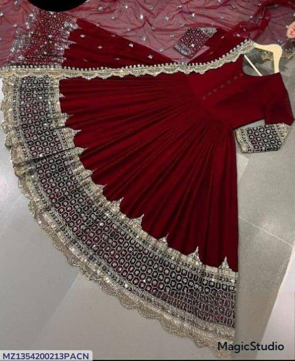 3 Pcs woman's stitched sequence Embroidered  Maxi suit 0