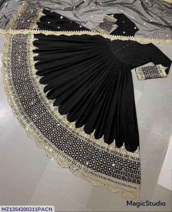 3 Pcs woman's stitched sequence Embroidered  Maxi suit 4
