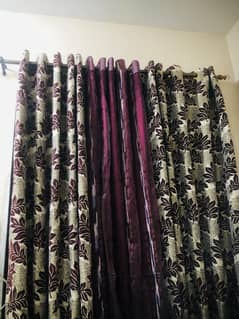 jacard +net curtain mehroon colour 9.5 ft