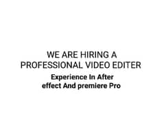 We Are Hiring Premiere Pro Editer In Peshawar!