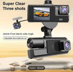 1080P HD Triple-Camera Car DVR with 3-Wide Angle Lens,