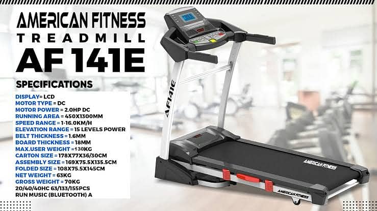 American fitness AF141E treadmill fitness machine & gym equipments. 0