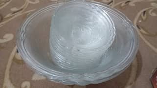 Glass bowls  and steel serving dishes