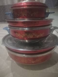 3 pcs steel hotpot set