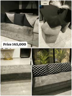 L Shaped Sofa Set + Deewan + Center Table n 4 Stool