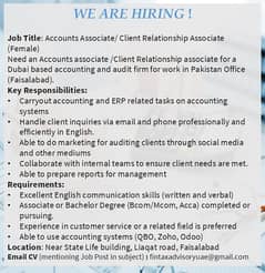 Accounts Associate/ Client Relationship associate