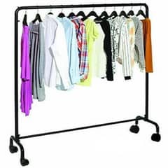 Black Color Coated Cloth Hanging Trolley Stand with Wheels 03020062817