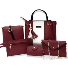 5 Pcs Women's Leather Hand Bag Set