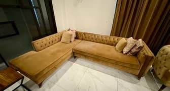 Suede L Shaped Sofa