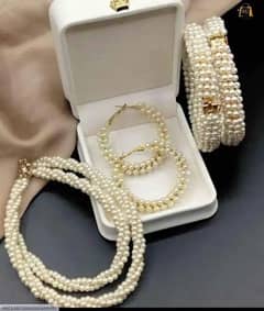 gold plated pearl artificial set