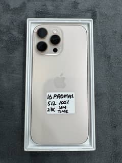 IPHONE 16 PRO MAX 512 GB DESERT NON PTA SIM TIME AVAILABLE