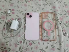 Iphone 15 pink 128GB 96% battery health good condition with charger