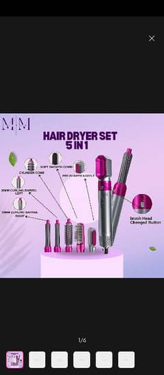 Professional 5 in 1 hair dryer & hot air brush styler