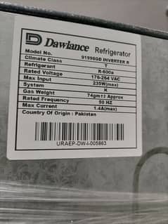 Dawlance Glass Door invertor Fridge