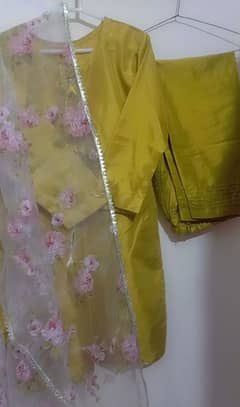 3 piece suit with tissue dupatta for giRls