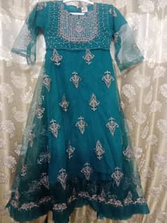 Embroidered Net Frock 3pc