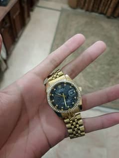 Rolex date just iced out golden watch for mens