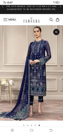 party wear branded chiffon suit