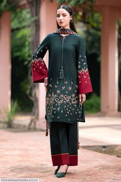 3 pcs woman unstitched embroidered suit