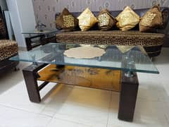 Center square table with two side tables