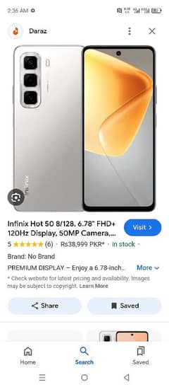 infinix hot 50 8 128 complete box 10 month warranty 03325429136