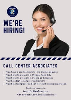 Hiring for call center Evening shift