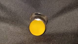 Yellow/Zard Aqeeq Silver Ring with 24 Naqsh