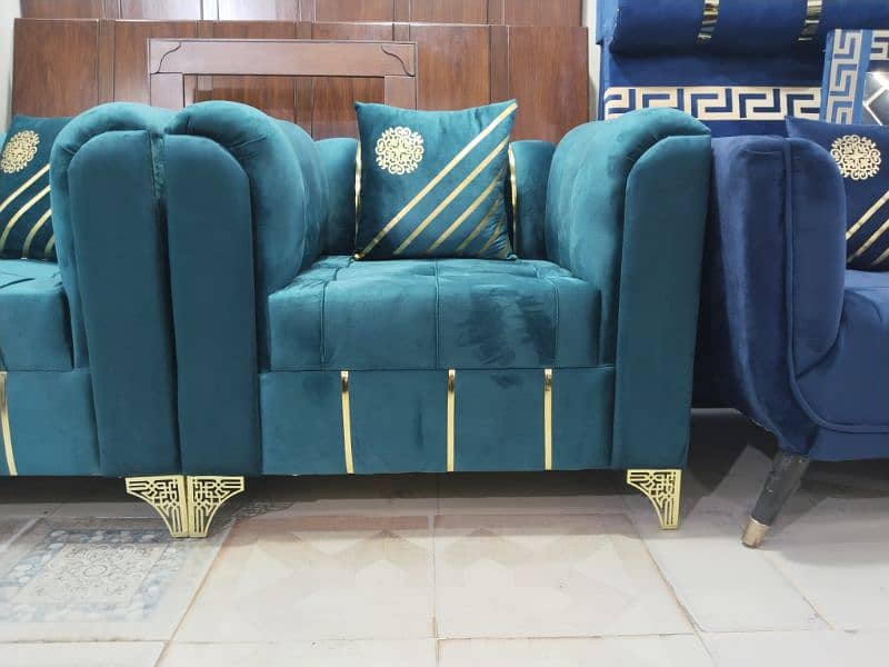 L shape corner sofa - 6 seater sofa set - velvet sofa / 3,2,1 sofa set 16