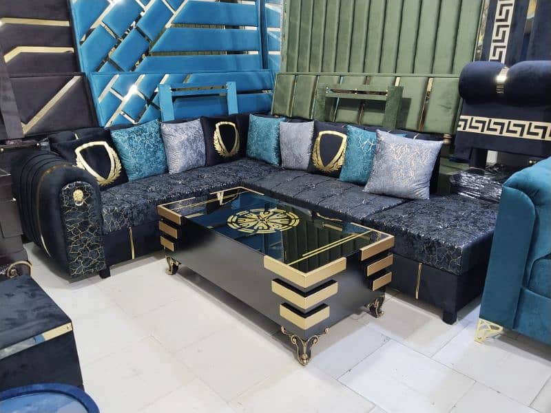 L shape sofa / corner sofa / 6 seater velvet sofa set / 3 2 1 sofa set 10