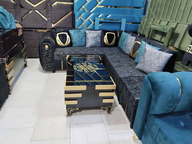 L shape sofa / corner sofa / 6 seater velvet sofa set / 3 2 1 sofa set 11
