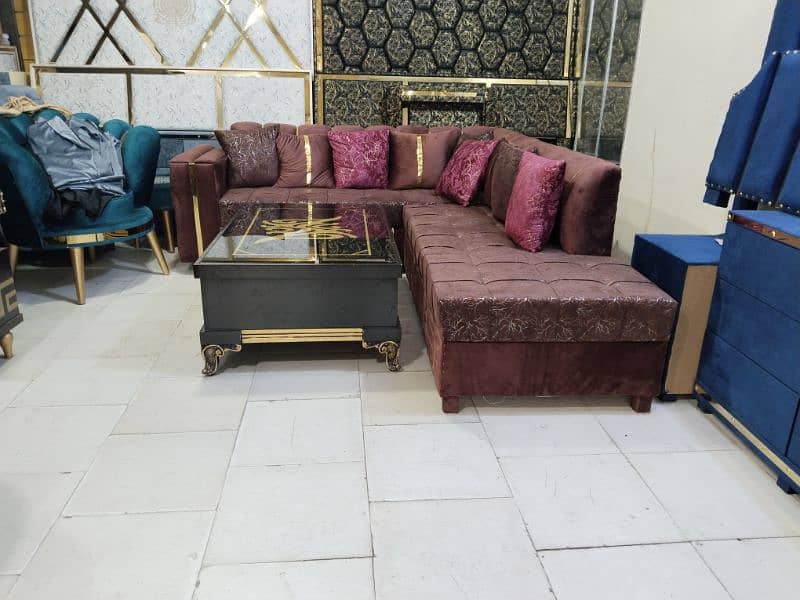L shape sofa / corner sofa / 6 seater velvet sofa set / 3 2 1 sofa set 15