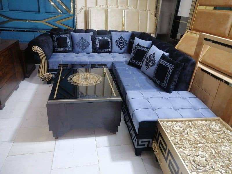 L shape sofa / corner sofa / 6 seater velvet sofa set / 3 2 1 sofa set 19