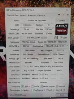 AMD RX 580 8gb Graphic Card