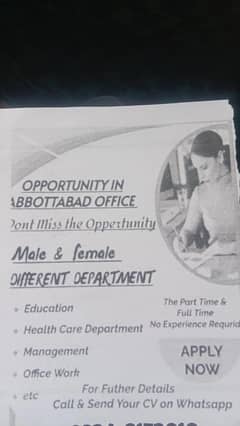 office work available in Abbottabab