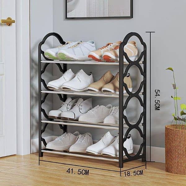 4_Layer Durable Compact Black Shoe Rack_1 Pc for Long_lasting Use 0